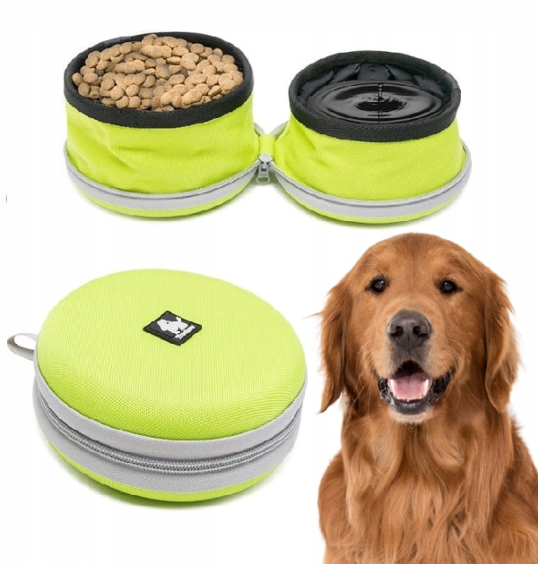 Levně Turistická Miska Pro Psa Dvojitá 2,7 L, Skládací, Lehká, Truelove, Limetková