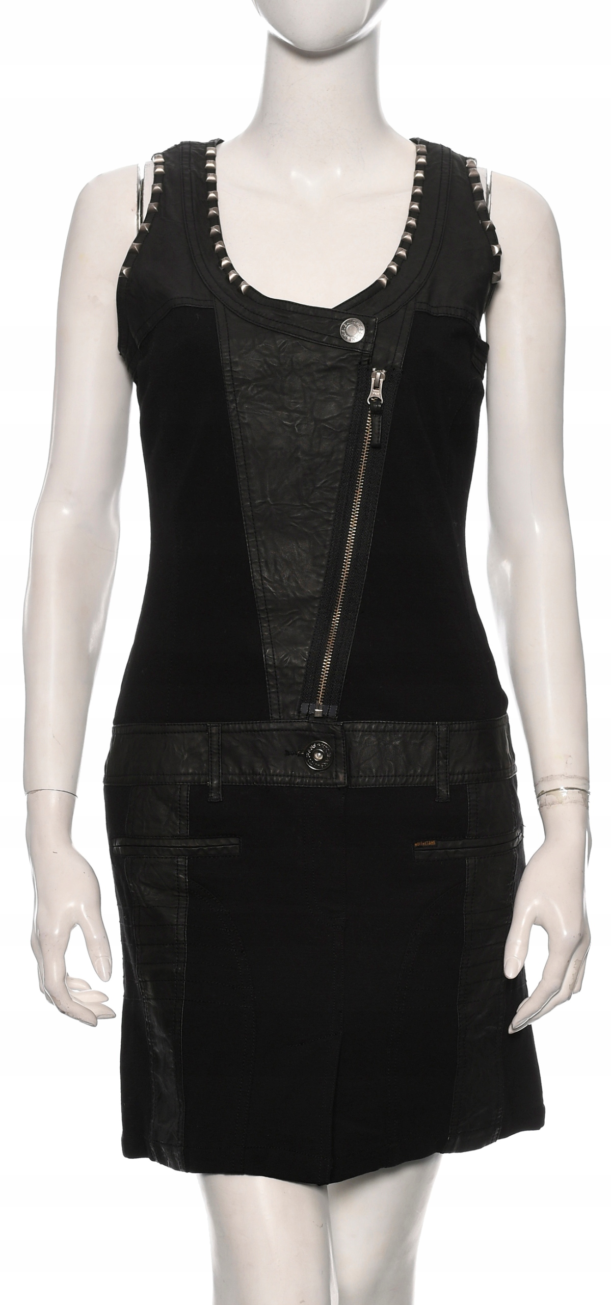 NOT THE SAME krótka czarna sukienka z ekoskórą 36