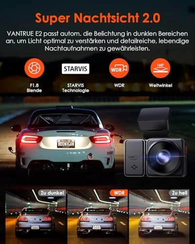 VANTRUE E2 Kamera Samochodowa 2.7K Przód Tył WiFi GPS 512GB 320° — miniatura 3