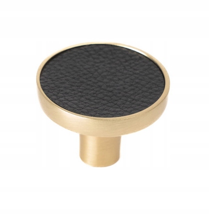 

Uchwyt Meblowy Gałka Złota Czarna Skóra 32mm