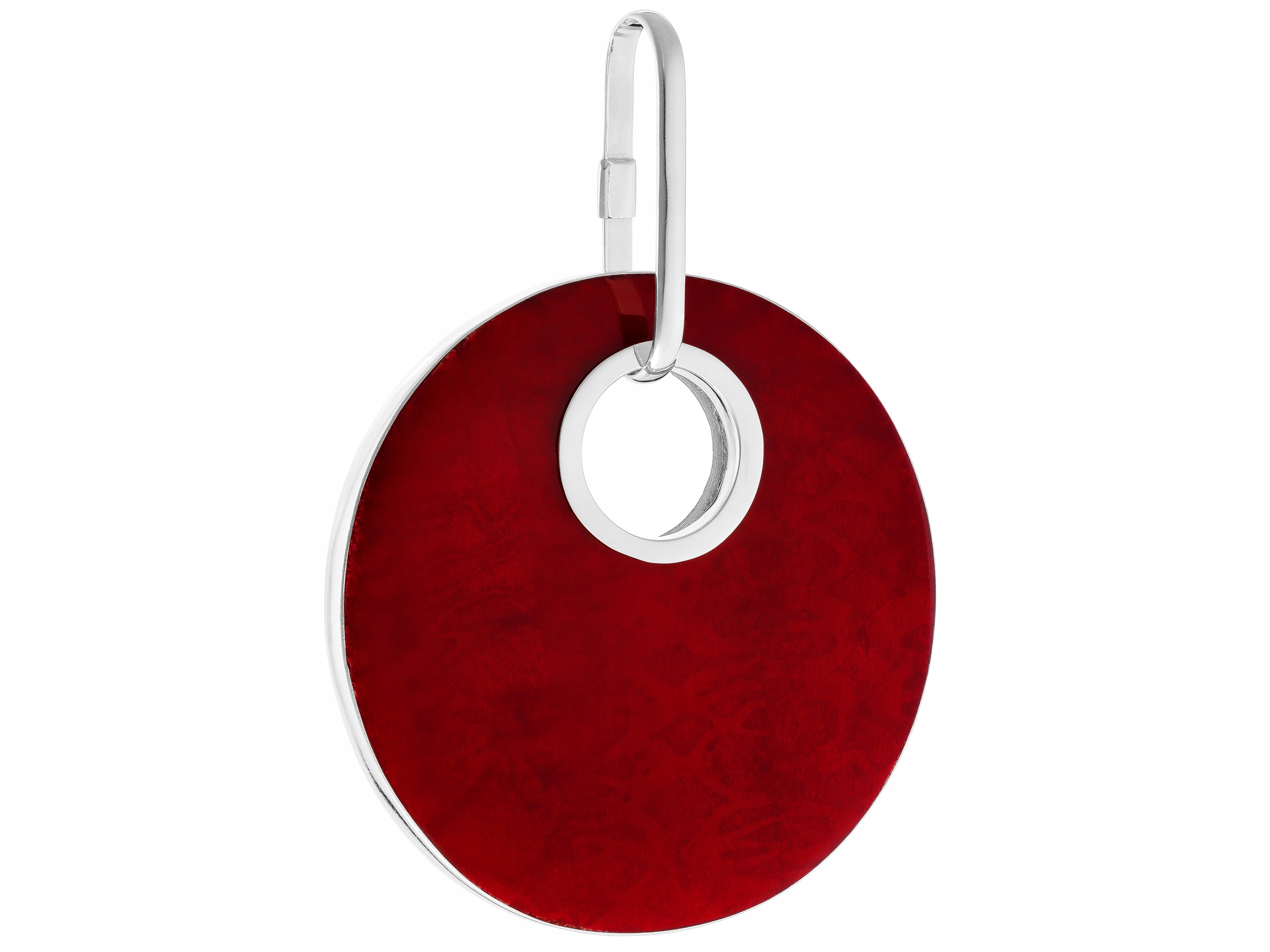 Velký Stříbrný Přívěsek s Korálem Červený Kulatý Stříbrný Závěs Kruh Kolo
