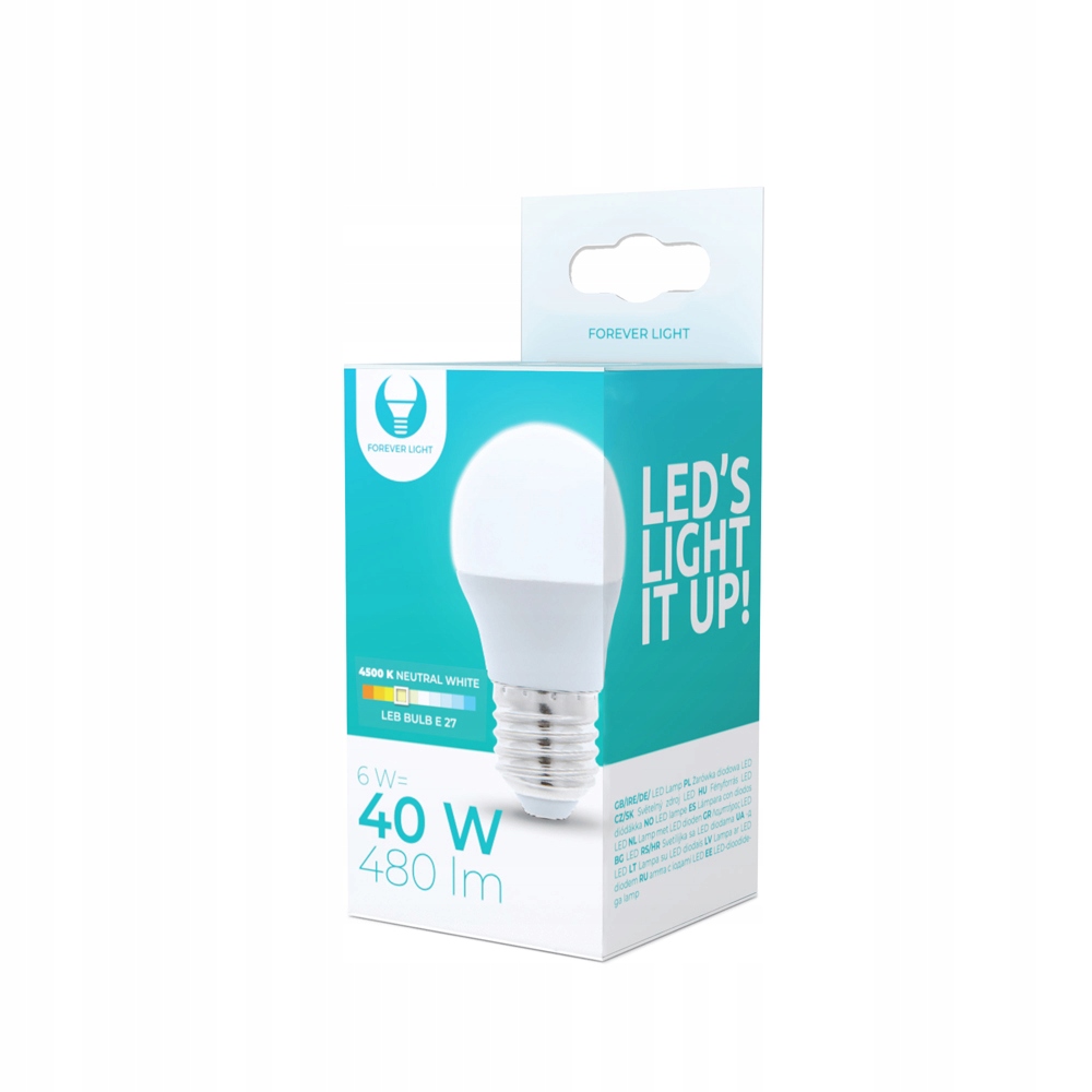 

Żarówka Led E27 6W 480lm neutralna 4500K G45 kulka