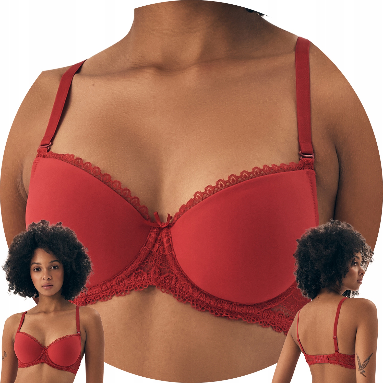 Henderson Julietta 2 43286 czerwony gładkie miseczki 75B Biustonosz Push_up