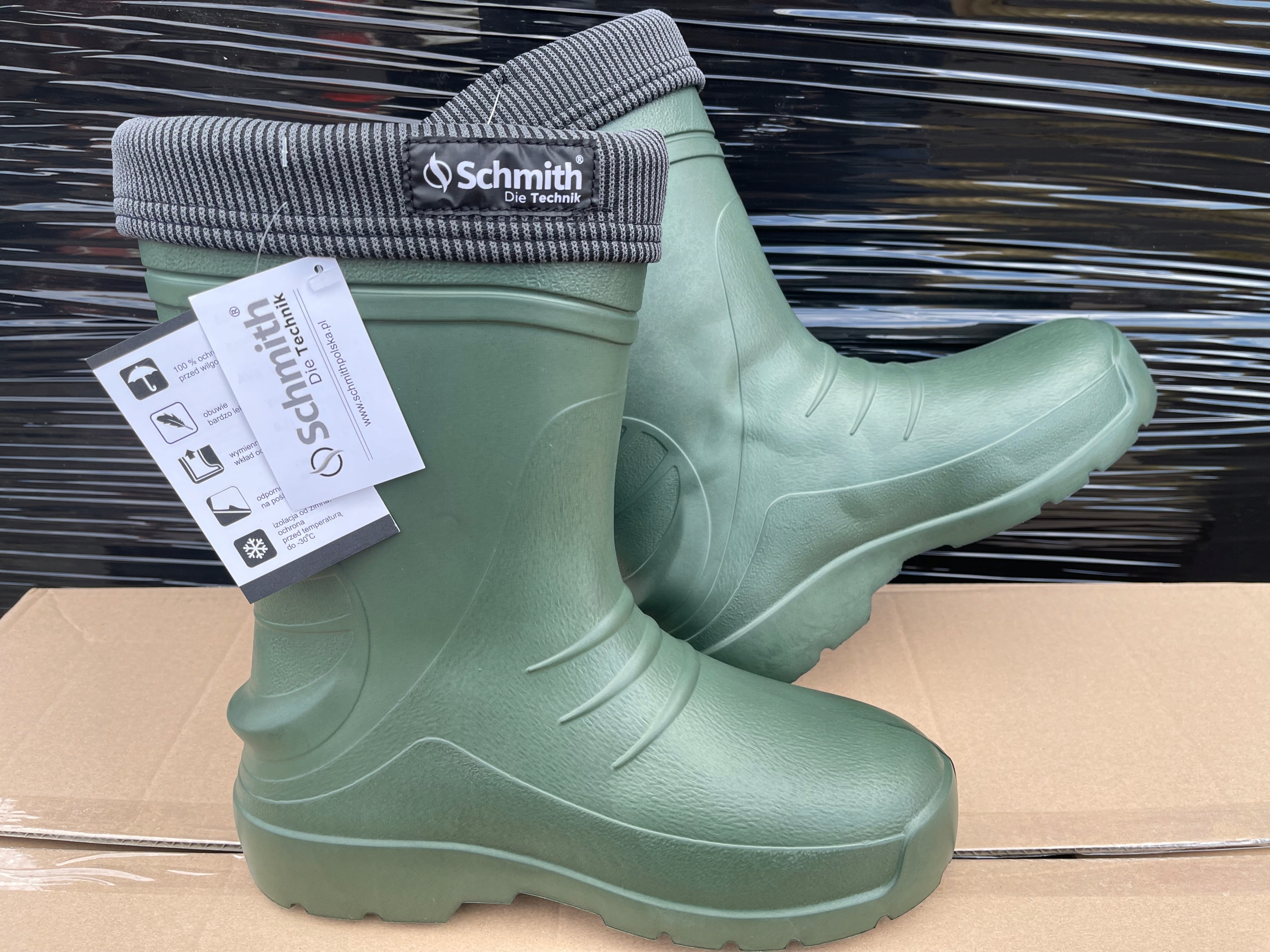 SCHMITH KALOSZE GUMOWCE PVC BUTY ROBOCZE OCIEPLANE Długość wkładki 29 cm