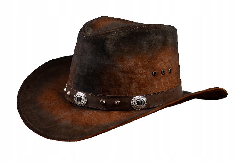 Kovbojský kožený klobouk Zapálený Bronz Skoczów