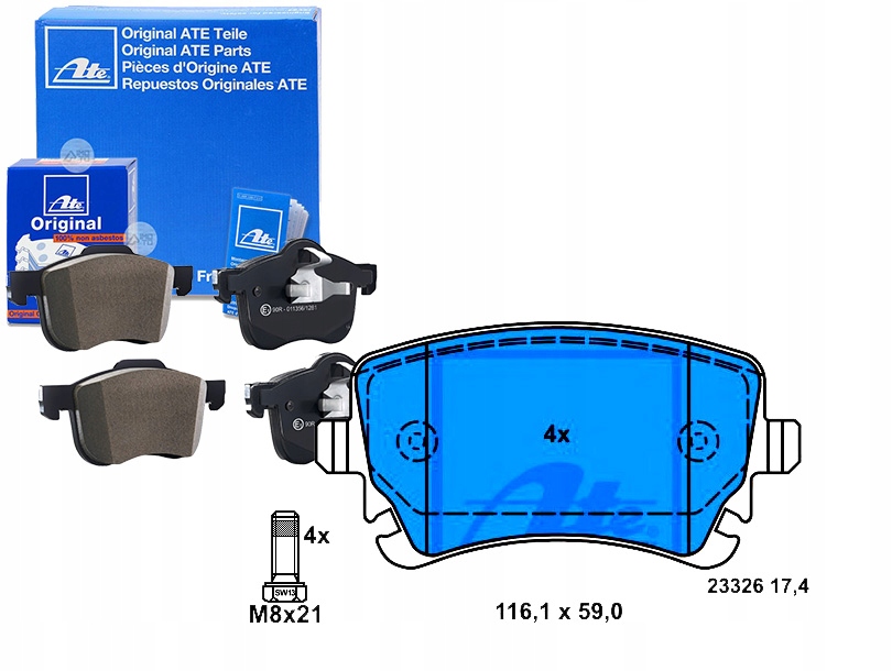 Brzdové Destičky Audi Zadní A4 A6 03-11 Ate