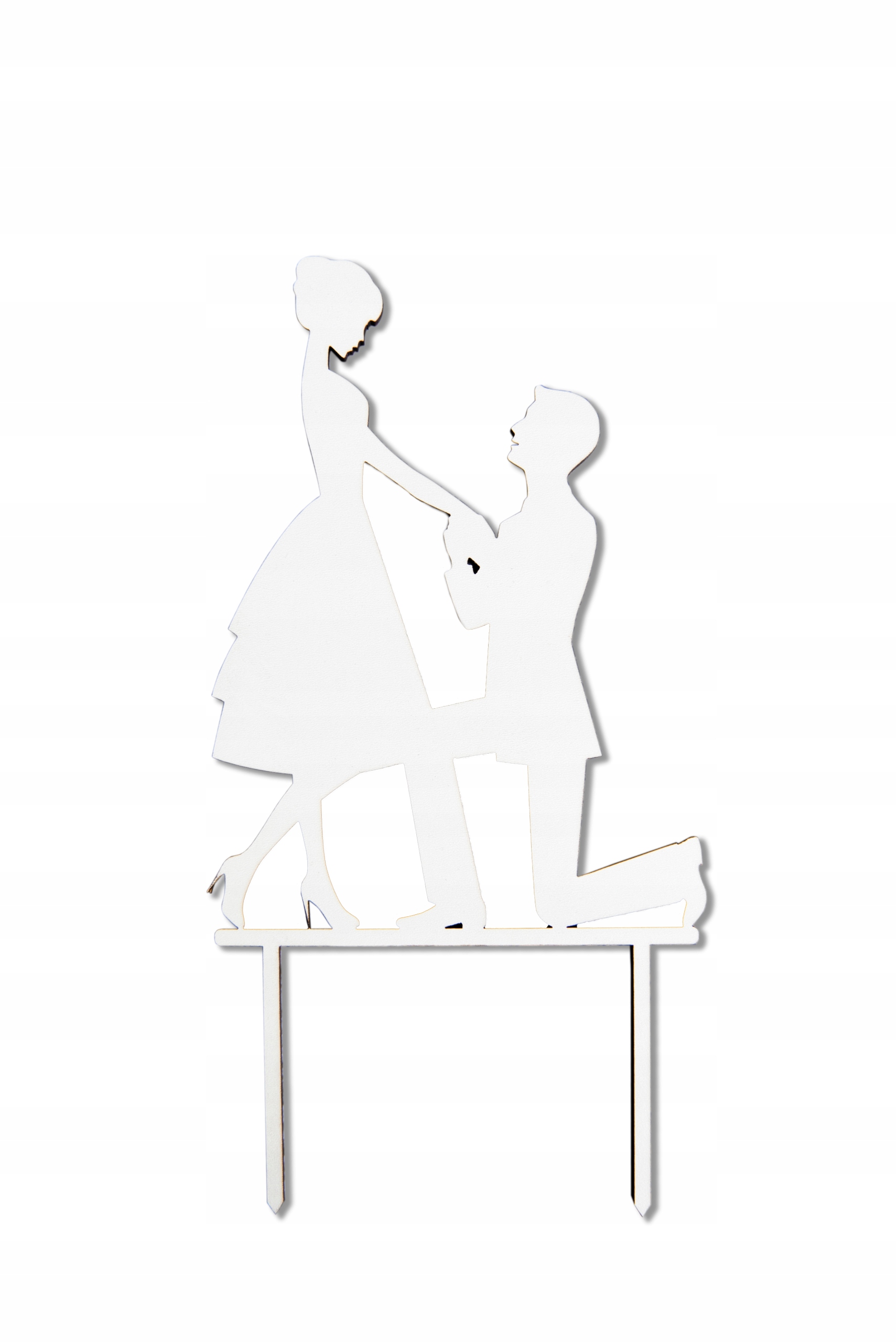 Topper ślubny na tort biały