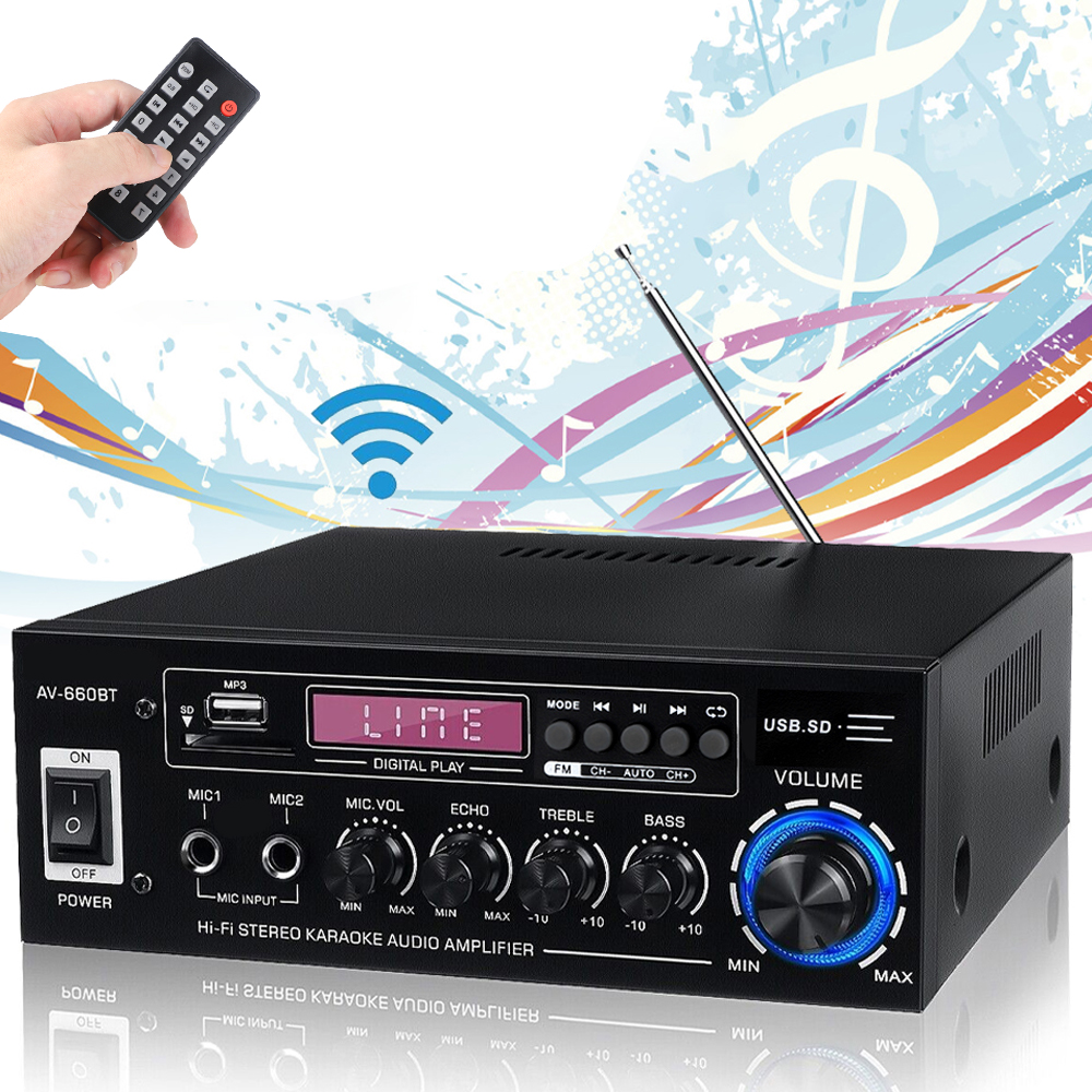 Bluetooth Zesilovač 5.0 Fm Rádio Led Displej 40W Hifi Power Zesilovač