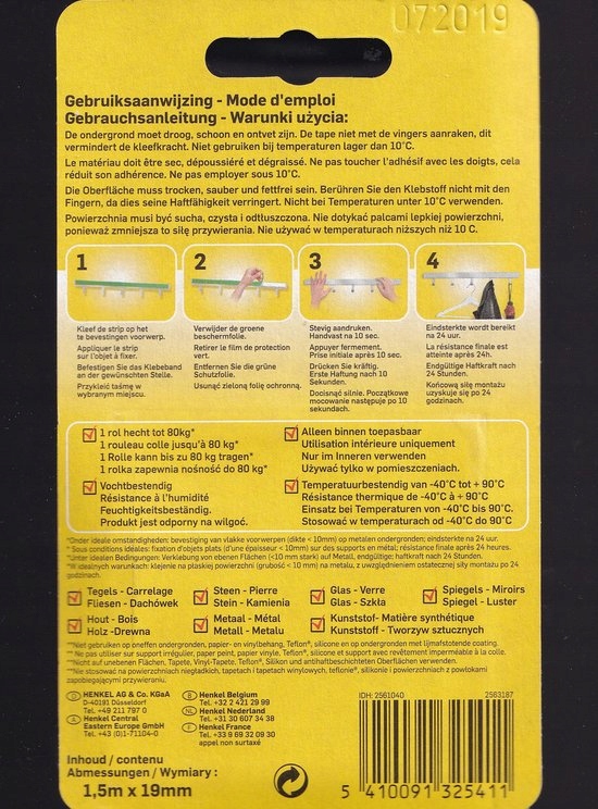 Dwustronna taśma montażowa Pattex Fix – 1,5 m x 19 mm (80 kg)