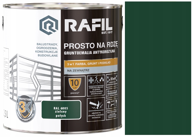 RAFIL PROSTO NA RDZĘ 0,75L ZIELONY 6005 POŁYSK (5903973227304) • Cena ...