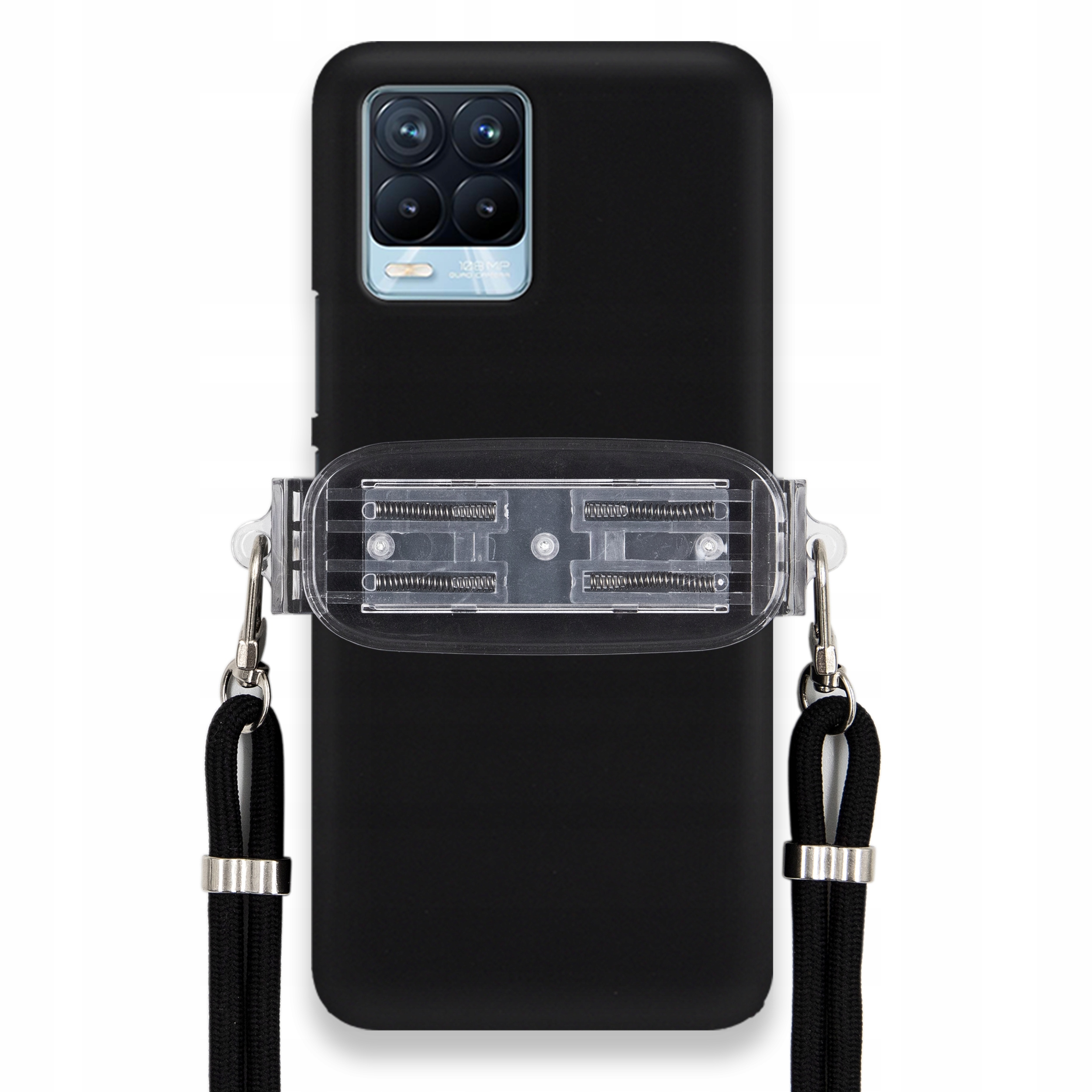 Puzdro Pre Realme 8 Smooth Case Ochrana Univerzálny Držiak Čierna Šnúrka