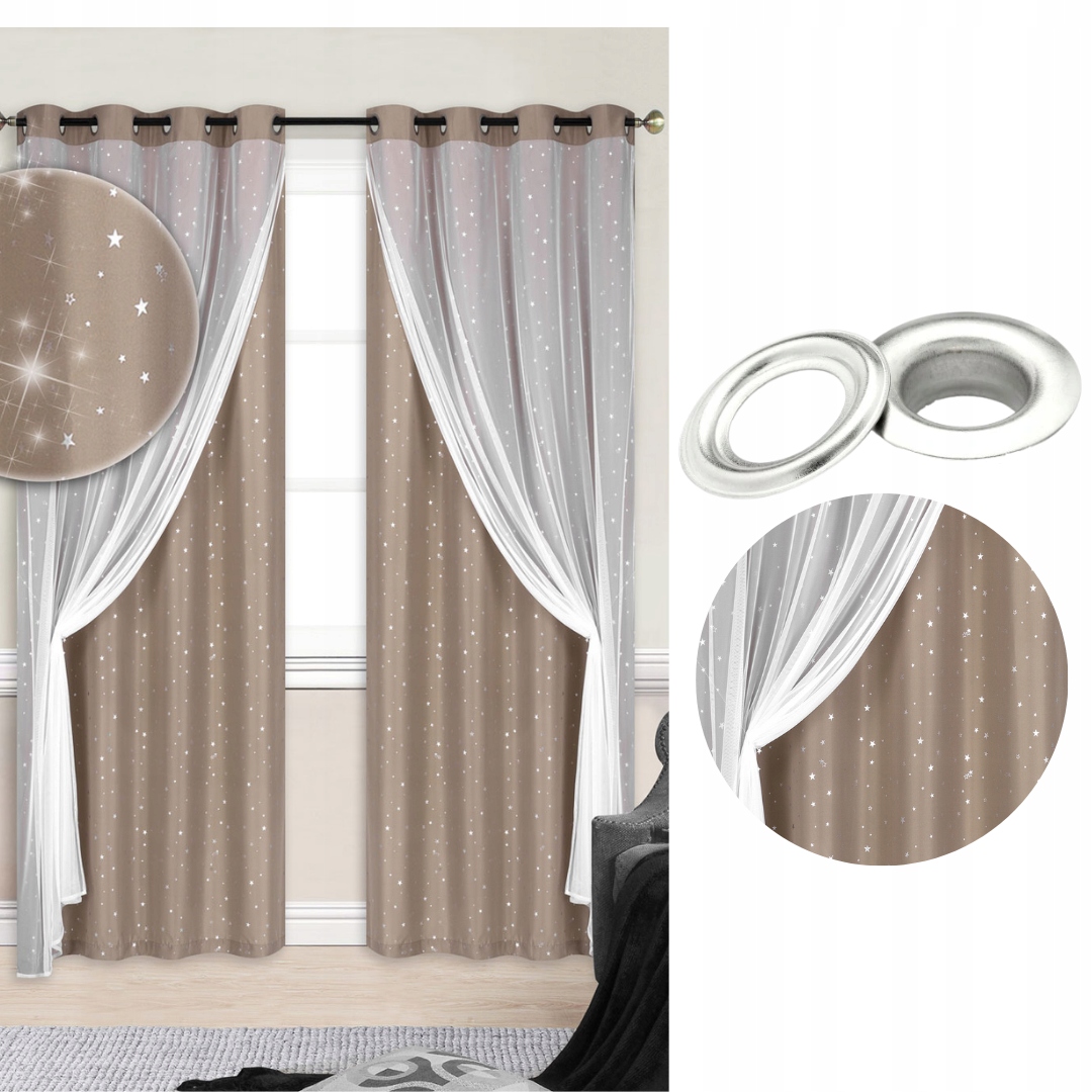 

Zasłona Półzaciemniająca Firana 2w1 145x250 Kółka