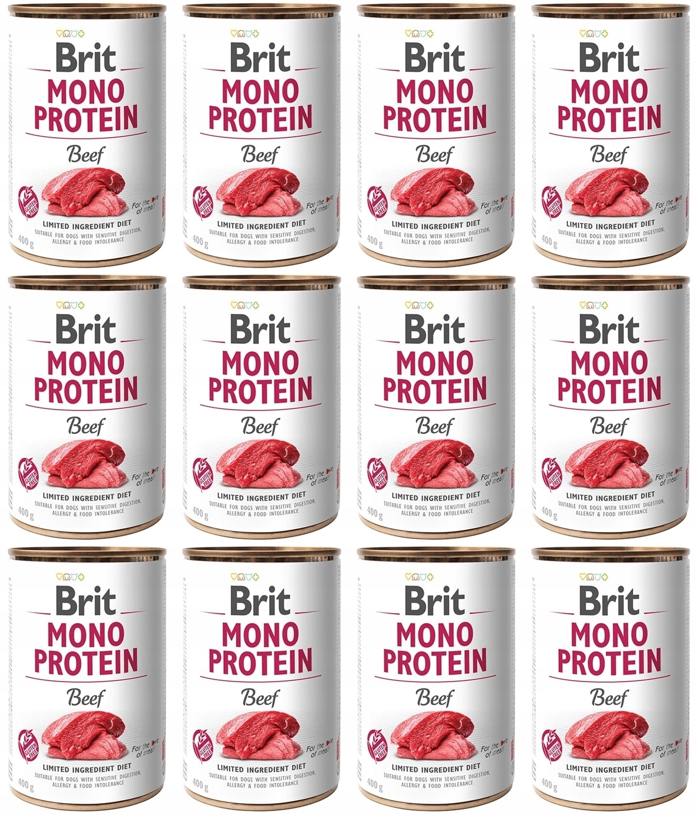 Levně Brit Mono Protein Beef Hovězí konzerva 12 x 400 g