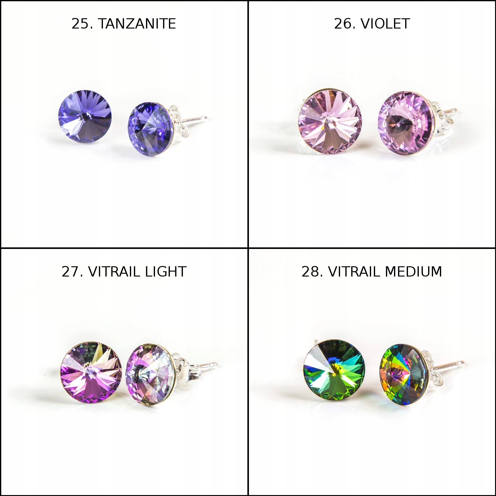 Srebrne Kolczyki z Kryształami Swarovski Rivoli 6 Próba srebra 925