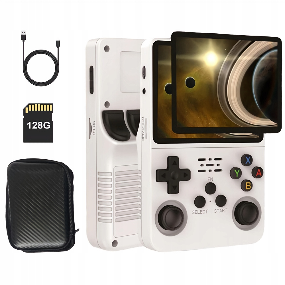 Mini R36S Konsola Retro Ręczna 1GB Ram 1.5GHZ 3.5" Hd 256GB Microsd Biała