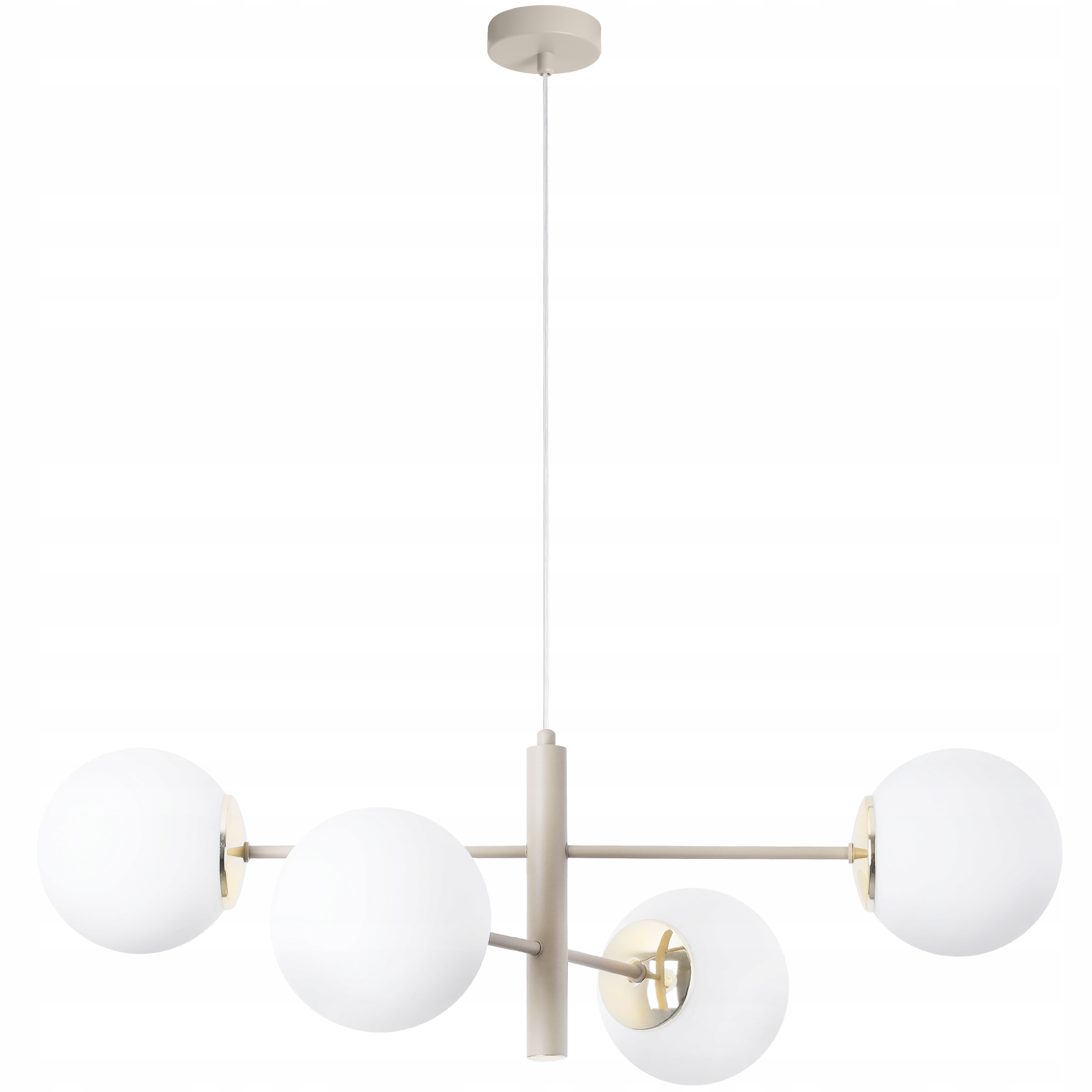 Závesná Stropná Lampa Luster Béžový Kašmír Taupe Biele Gule Loft Glamour