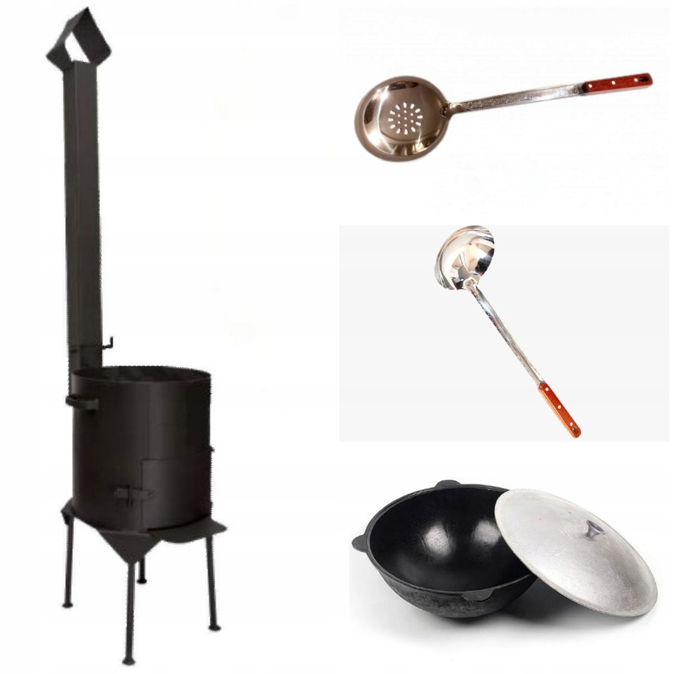 Polní kuchyně kotlík 8 l naběračka cedník