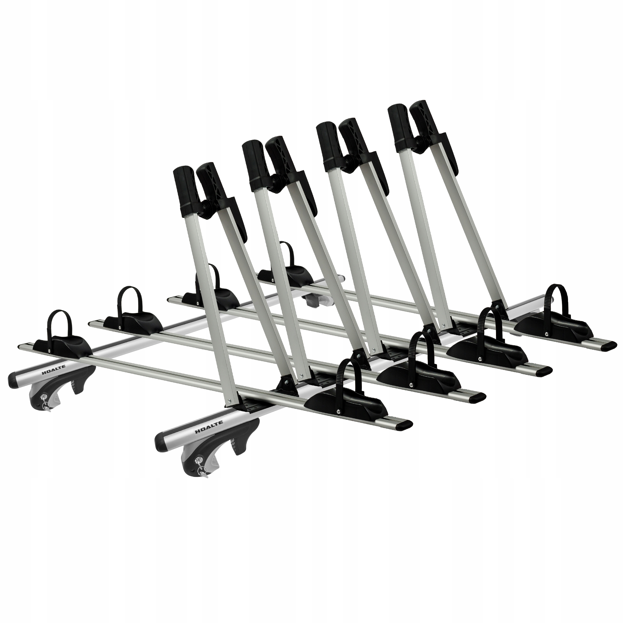 BAGAŻNIK BELKI NA RELINGI 120CM ALU + 4x UCHWYT DACHOWY NA ROWER ROWEROWY