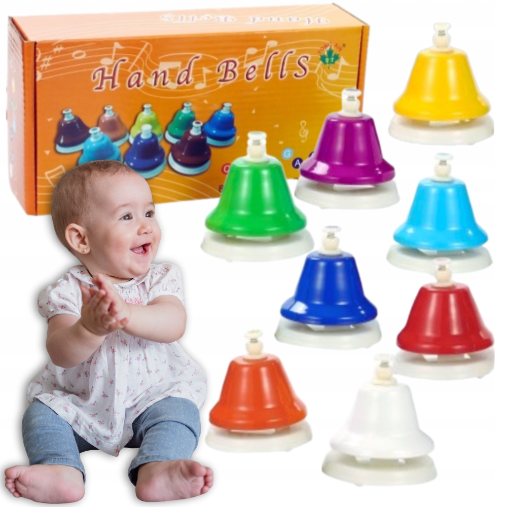 Dzwonki Muzyczne Naciskane Kolorowe Oktawowe Montessori Dla Dzieci