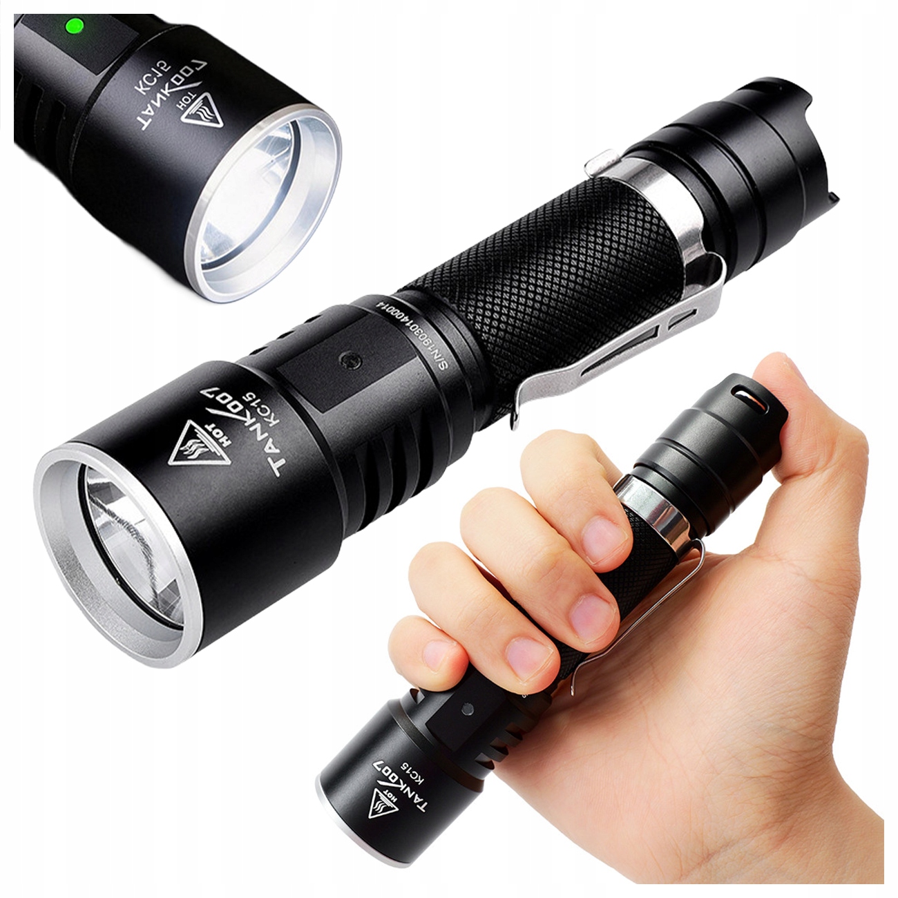Latarka Taktyczna TANK007 KC15 1000LM 265M IPX7 Usb-c Akumulatorowa