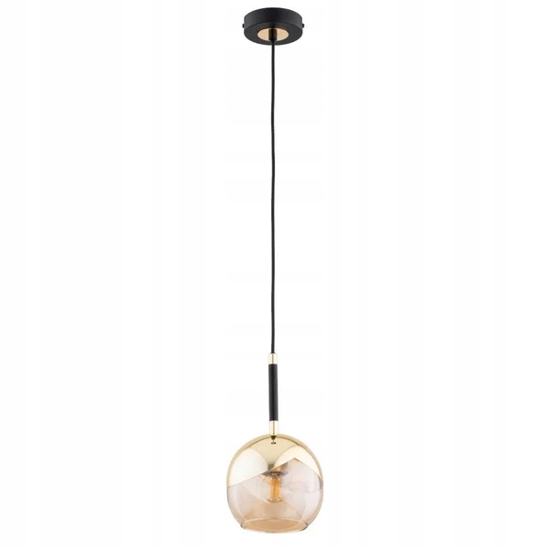 Černá závěsná lampa Prada 1xE27 15W se skleněnou koulí, kov Alfa