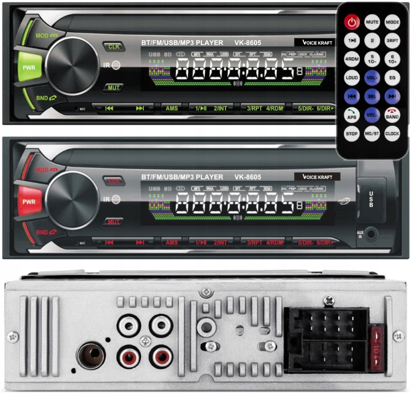 

Radio samochodowe Bluetooth 1DIN Usb multikolor