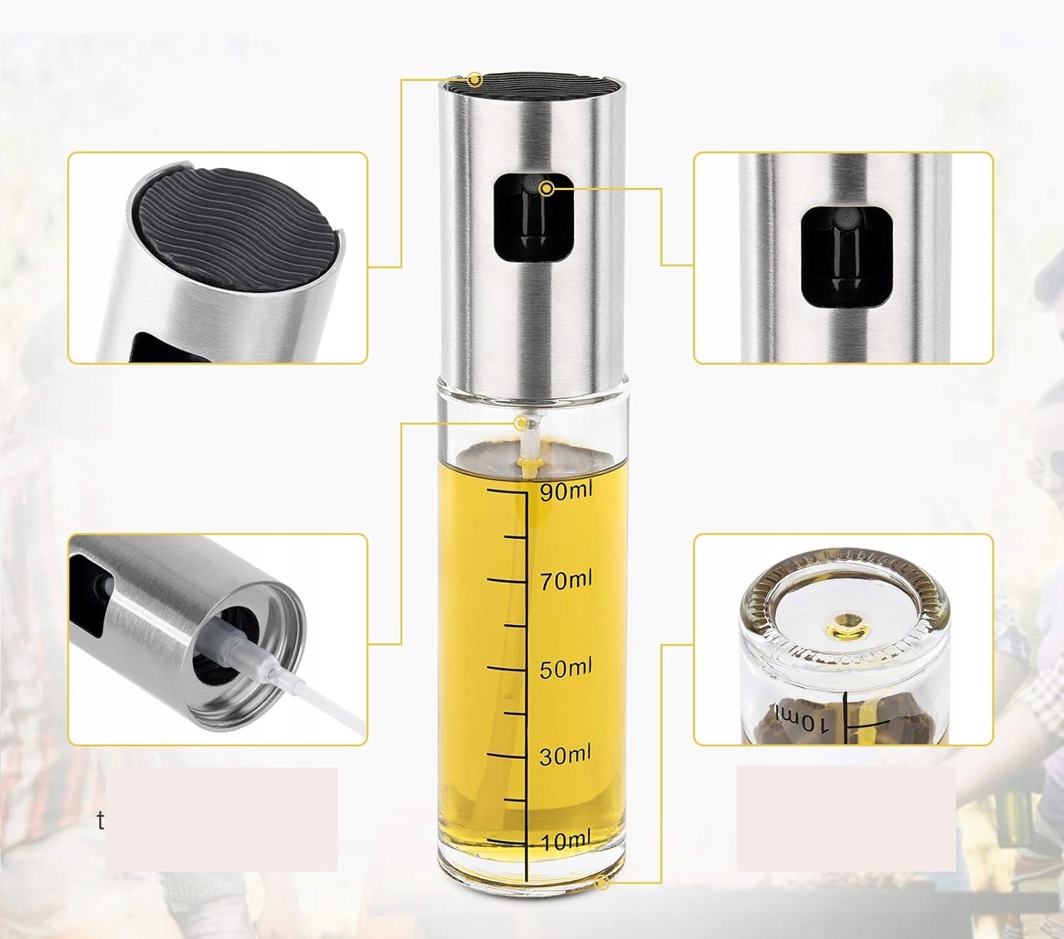 2x SPRYSKIWACZ NA OLEJ DOZOWNIK SPRAY ROZPYLACZ SZKLANY 180ml + AKCESORIA Marka MatMay