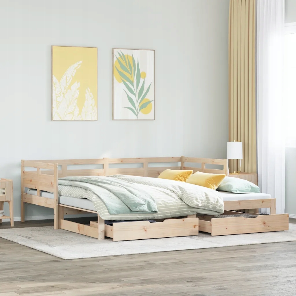 Válenda s přistýlkou a zásuvkami bez matrace 90x190 cm Hnědá 3302235