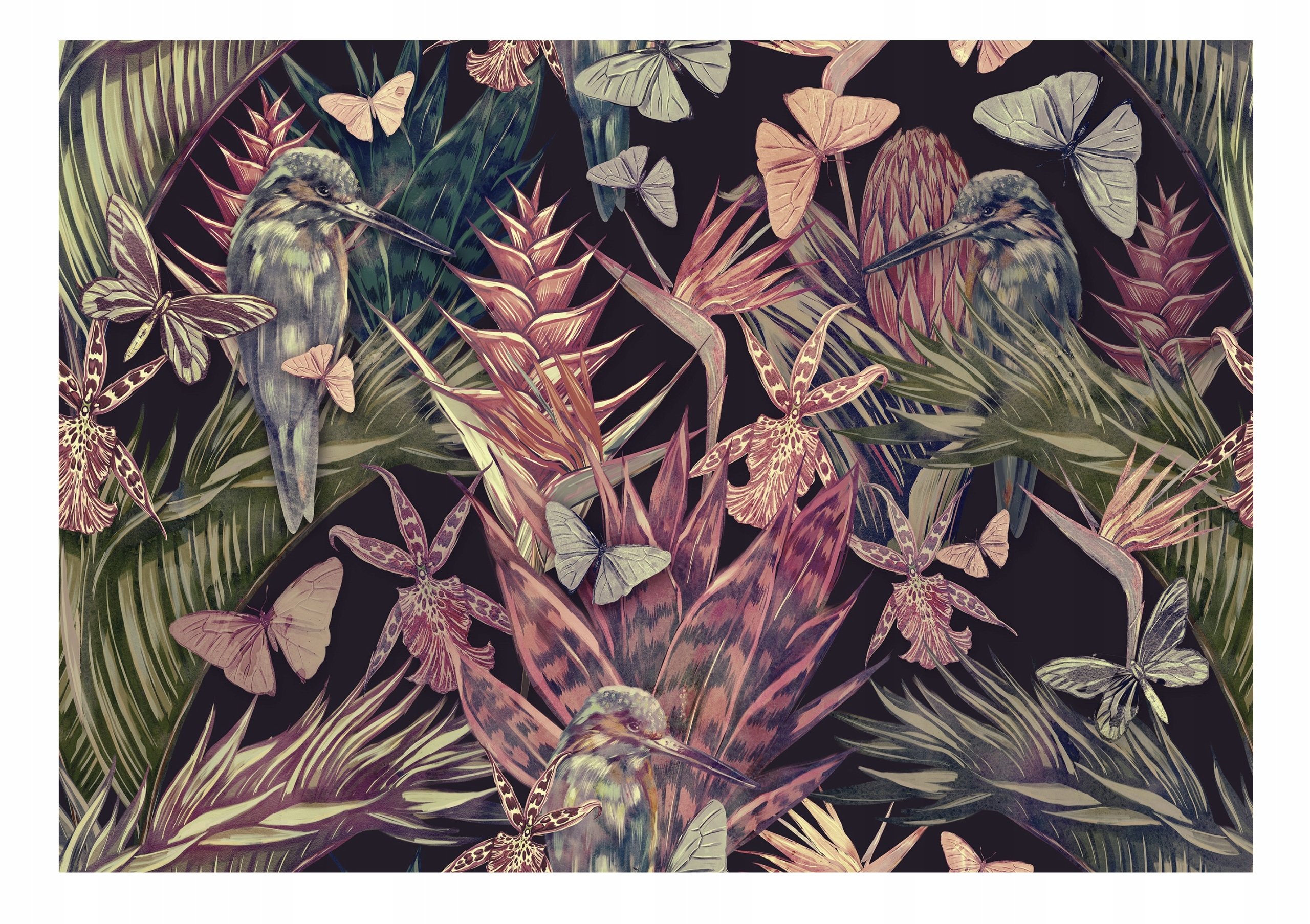 Fototapeta Listy Džungľa 3D Vtáky Príroda 312x219