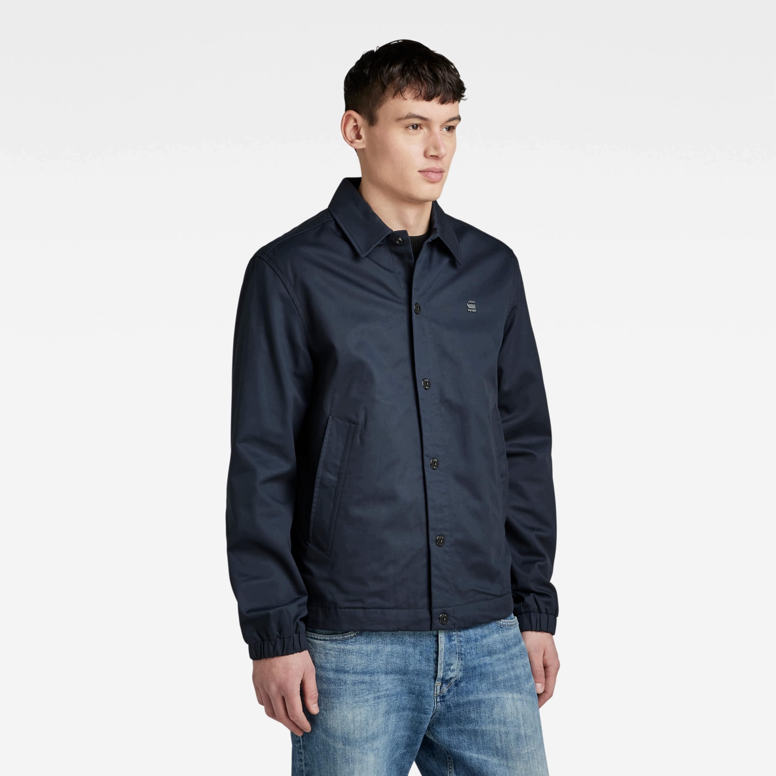 G-star Raw Tmavě Modrá Bavlněná Bunda S Límcem A Knoflíky, Velikost 7FA