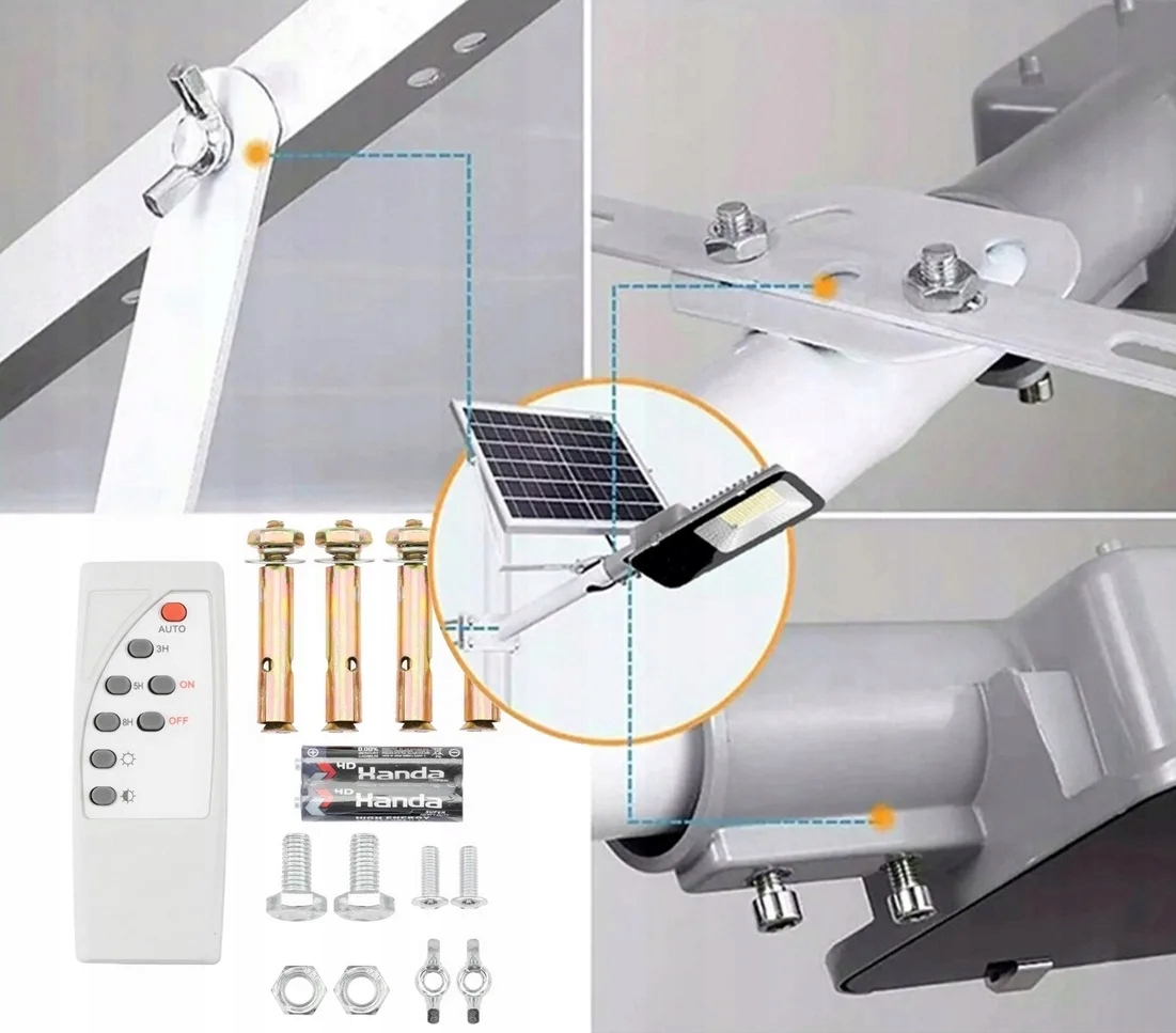 LAMPA ULICZNA SOLARNA 1000 LED PANEL UCHWYT PILOT PREMIUM IP66 1500W Barwa światła biały zimny