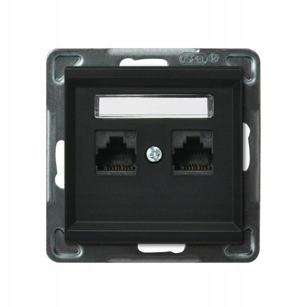 Sonata Dvojitá počítačová zásuvka kat 5e černá metalíza bez rámečku