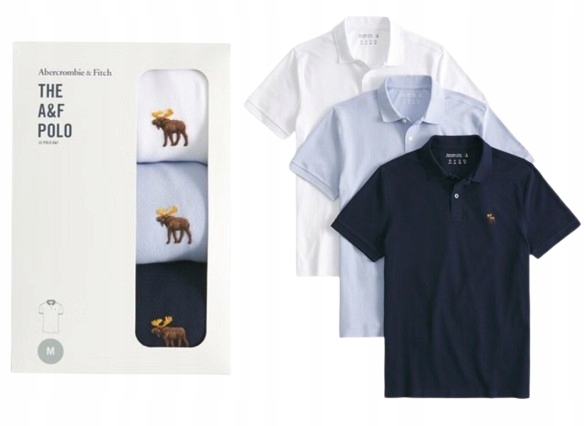 3x polo Abercrombie&Fitch tričko M 3PAK 3-pack