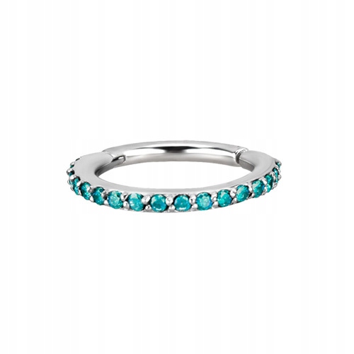 Náušnice kolečko clicker stříbrné mořské Premium Zirconia 1,2/12