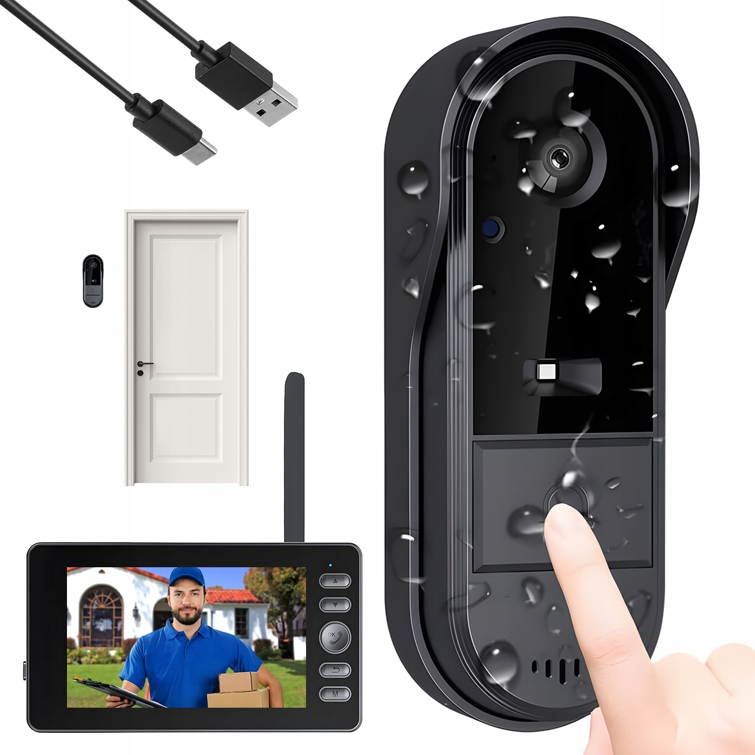 Videovrátnik Video Domofón 4.3'' Bezdrôtový Video Pre Malé Dvere Monitor