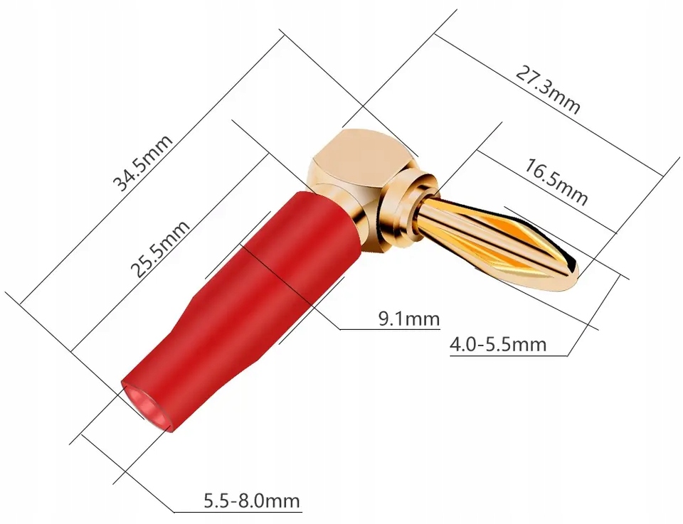 KABEL GŁOŚNIKOWY NAKAMICHI 2x4mm banan kątowy 0,5m Typ kabel