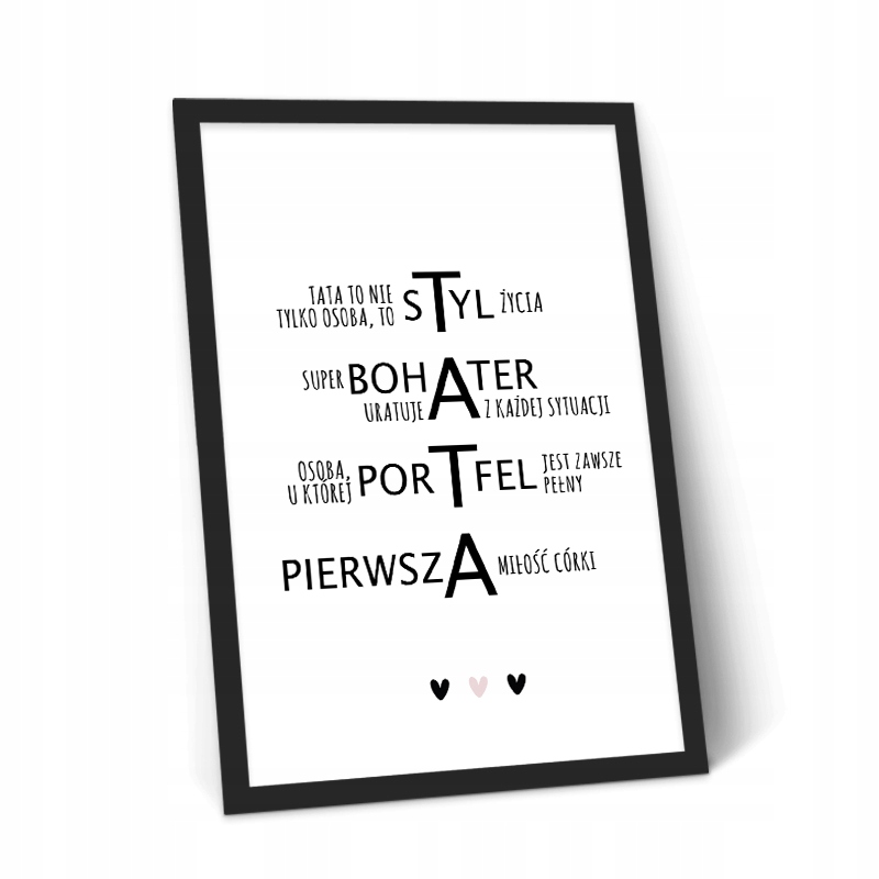 Typograficzny Plakat - TATA + ramka a4