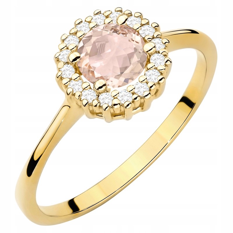 Zlatý Prstýnek pr. 585 14k s brilianty a Morganitem 0,40ct