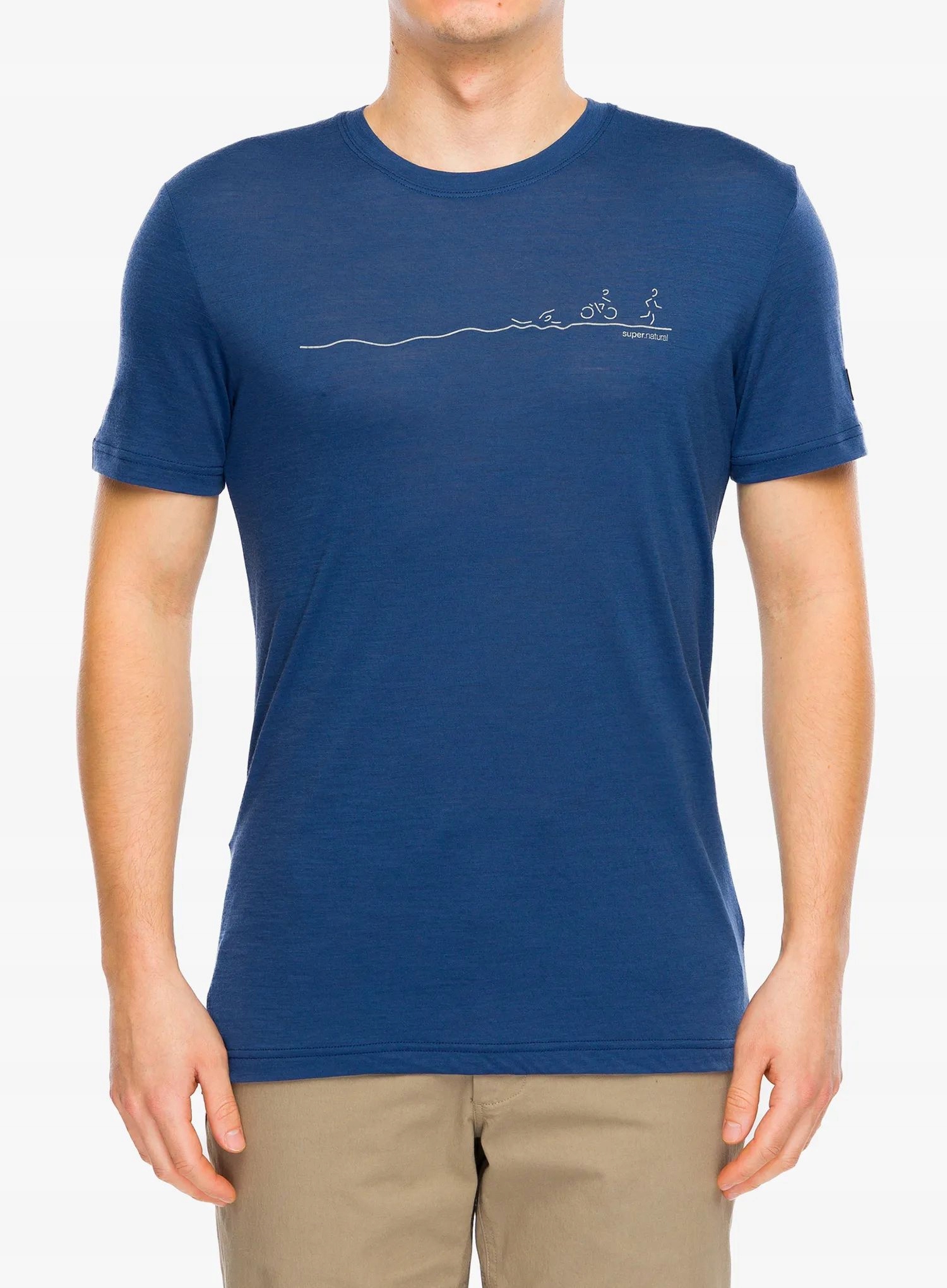 Triko merino Super.natural Tri Tee oceán blue/feather grey M