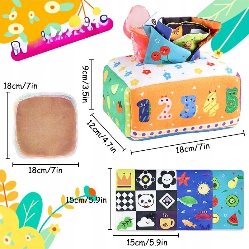 SORTER PLUSZOWE PUDEŁKO Z CHUSTECZKAMI ZABAWKI SENSORYCZNE MONTESSORI NAUKA Marka inna