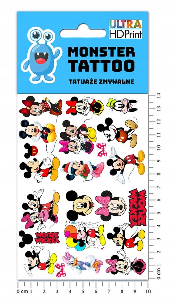 TATUAŻE TYMCZASOWE WODNE DLA DZIECI DZIECIĘCE MYSZKA MIKI WZORY SUPER JAKOŚ Kolor dominujący wielokolorowy
