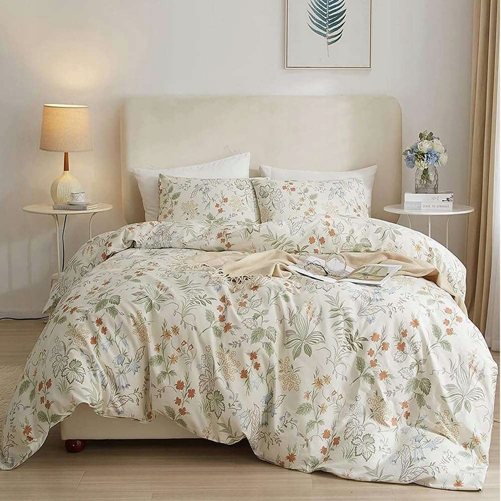 HighBuy komplet posteľnej bielizne Boho s kvetmi 200×230 cm 2× 50×66 cm