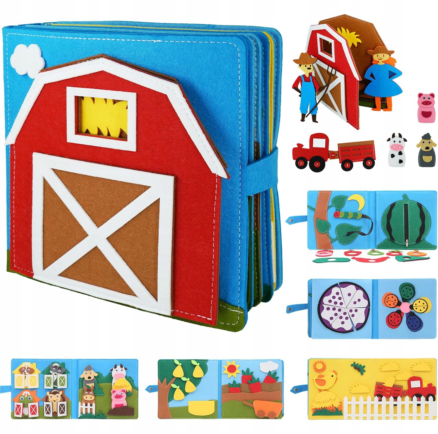 MONTESSORI 16 TEMATÓW, ZABAWKA SENSORYCZNA 3D, NAUKA Z TABLICĄ AKTYWNOŚCI Marka bez marki