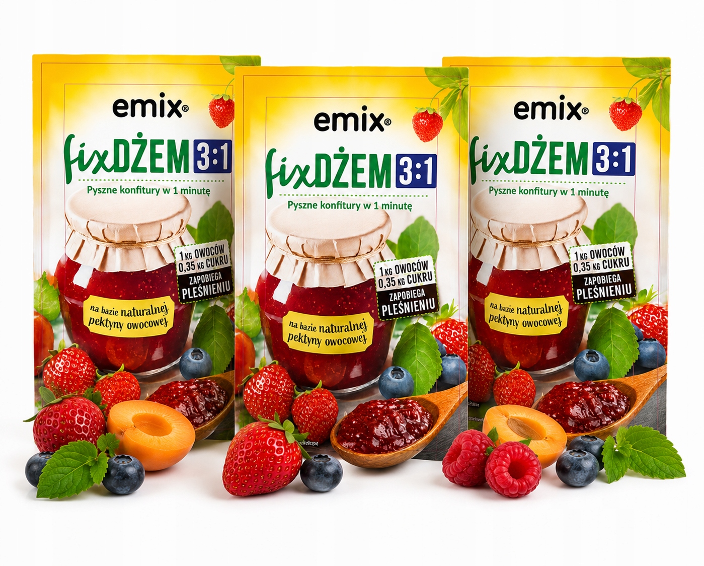 Fix Džem 4:1 Emix 3x250g Domácí Zavařeniny Nízkoslazená želírující směs
