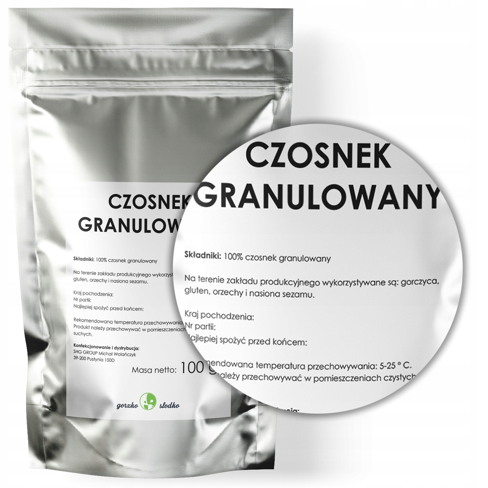 CZOSNEK SUSZONY granulowany aromatyczny 100g Waga 100 g