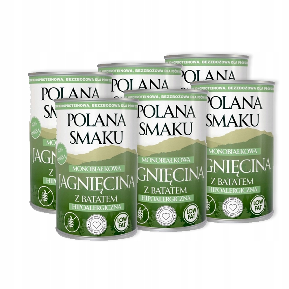 Levně Polana Smaku Jehněčí maso s batáty 6x400g Krmivo Monoproteinové pro psy