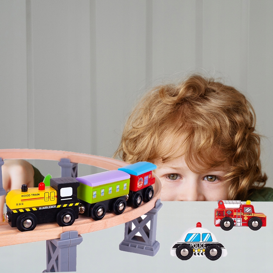 DREWNIANA KOLEJKA POCIĄG LOKOMOTYWA MIASTO POLICJA STRAŻ AKCESORIA 320 CM Kod producenta Z608