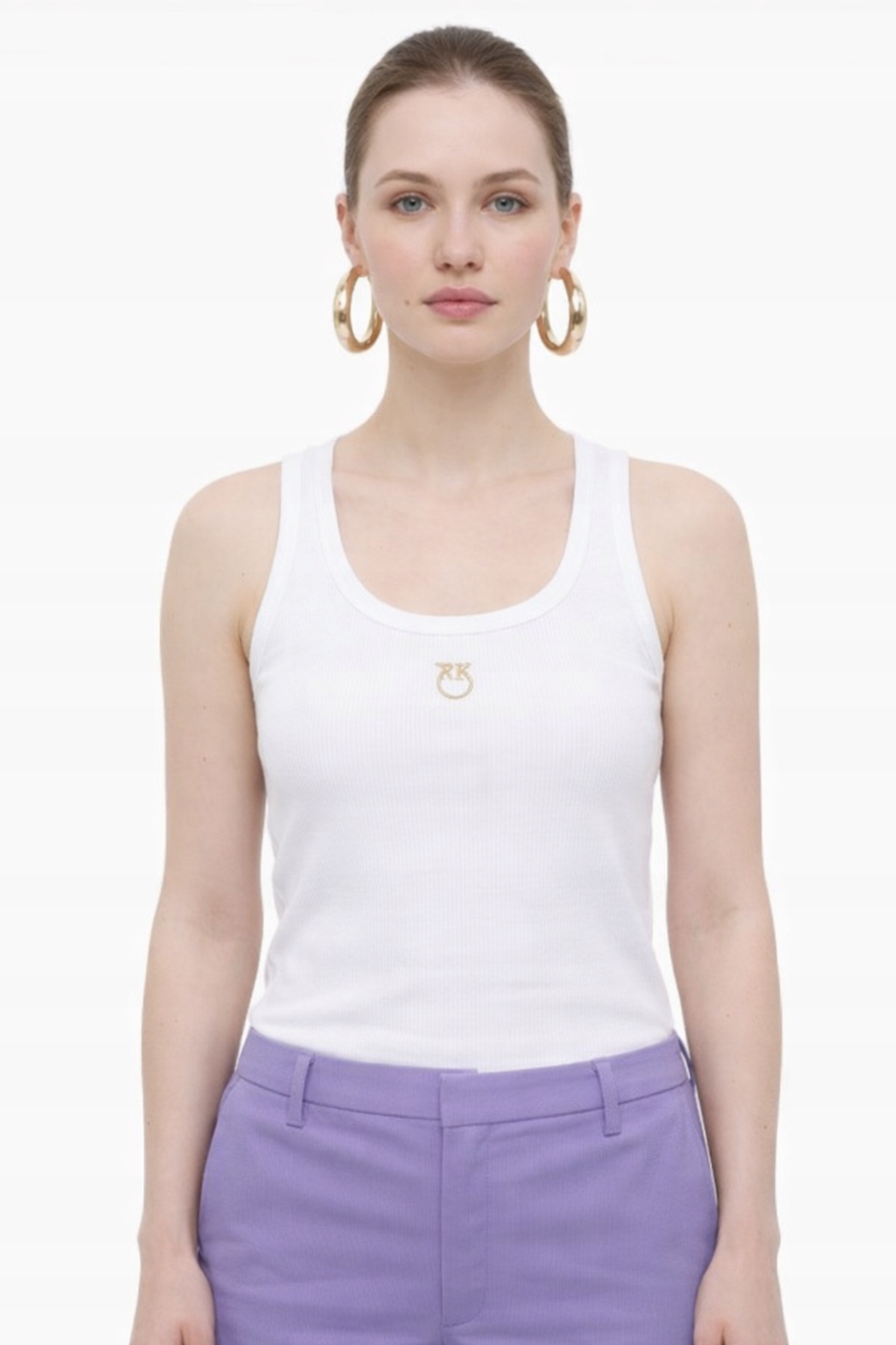 Pinko Denimová Bílá Bavlněná Podprsenka S Logem Dámská M 1I1F