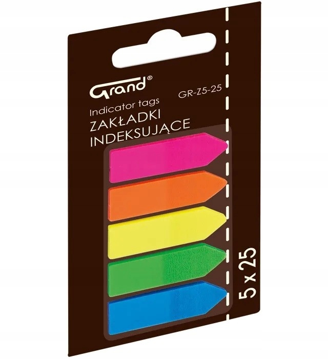 Karteczki indeksujące strzałki GRAND 5 kolorów
