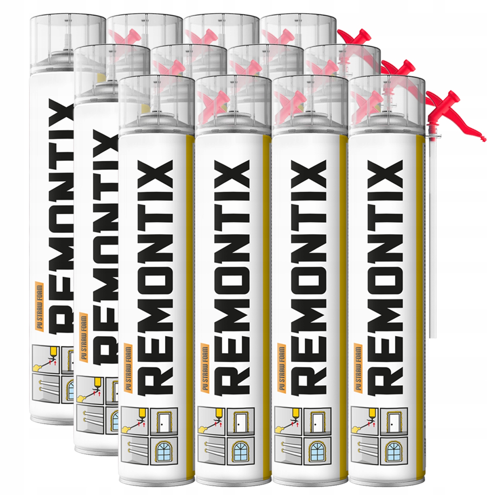 12 x Polyuretanová pěna pro montáž, hadičková těsnící spára